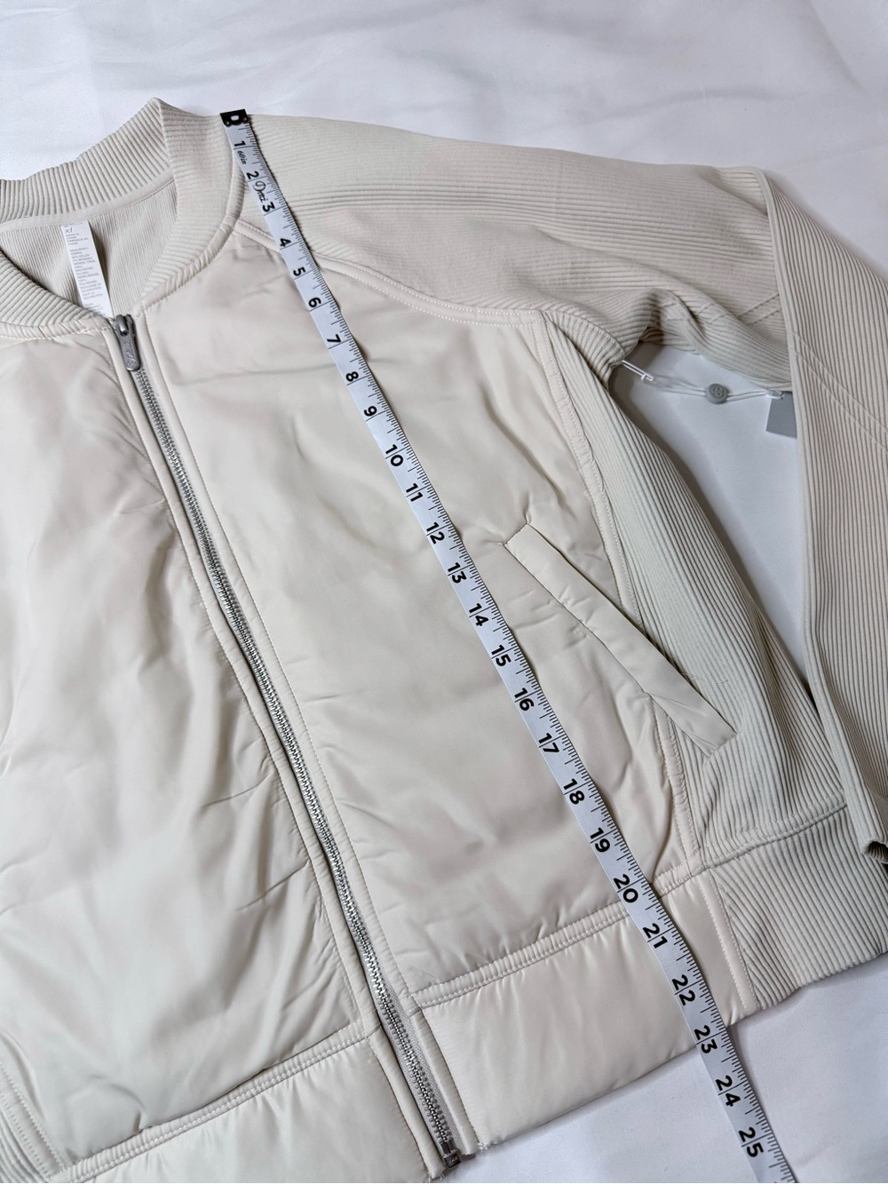 Zella Women’s Grey Moonbeam Seamless Mixed Media Bomber Jacket - Sz X-Large, NWT - Picture 4 of 13